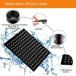 HarJue 12 Inch Rain Shower Head With 15 Inch Extension Arm, Stainless Steel Large Rainfall Showerhead, Luxury Square Shower Head-Waterfall Full Body Coverage-Easy to Install (Oil Rubbed Bronze Black)