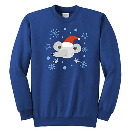 Christmas Mouse Youth Crewneck Sweatshirt and Hoodie Royal Blue