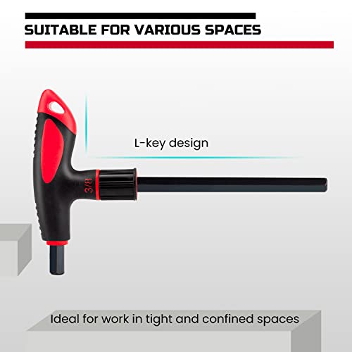 Lichamp SAE T Handle Allen Wrench Set, Long Handle Allen Hex Key Standard, 5/64 to 3/8 Inch.