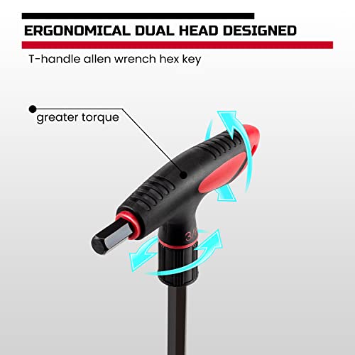 Lichamp SAE T Handle Allen Wrench Set, Long Handle Allen Hex Key Standard, 5/64 to 3/8 Inch.