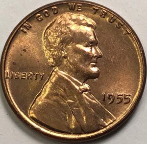 1955 lincoln wheat cent red penny nearly choice brilliant uncirculated