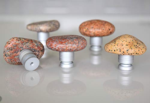 Set of 10 Handmade Natural Beach Stone Cabinet knobs and pulls. Sea Stone Cabinet knob