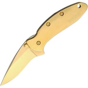 kershaw ks1600g chive framelock assisted opening 24k plated, yellow