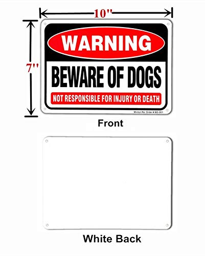 (2 Pack) Beware of Dog Sign, 10 x 7 Rust Free Aluminum Warning Dog Sign, UV Printed Reflective Weather Resistant Dog Bite Sign for Outdoors