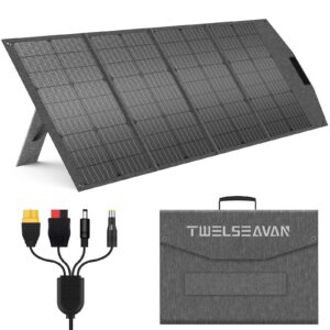 twelseavan portable solar panel for power station, 120w foldable solar charger with qc3.0/pd60w/dc 4 outputs for phone tablet, camping outdoors rv