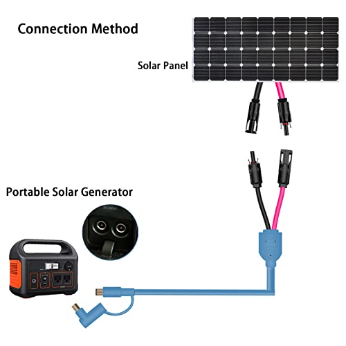 JacEnergy Solar Panel to DC 8mm Adapter Cable, Solar Connector to DC8mm ，DC 8mm Connector with DC8020 Converter for Portable Power Station GZ Yeti Jakery Solar Generator 12AWG+14AWG Heavy Duty