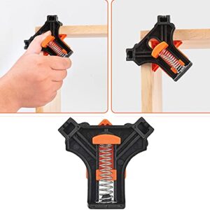 90 Degree Angle Clamps, Woodworking Corner Clip, Right Angle Clip Fixer, Set of 4 Clamp Tool with Adjustable Hand Tools (orange+black)