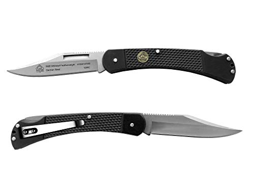 SGB Puma Whitetail Featherweight Black G10 Folding Pocket Knife with Pocket Clip