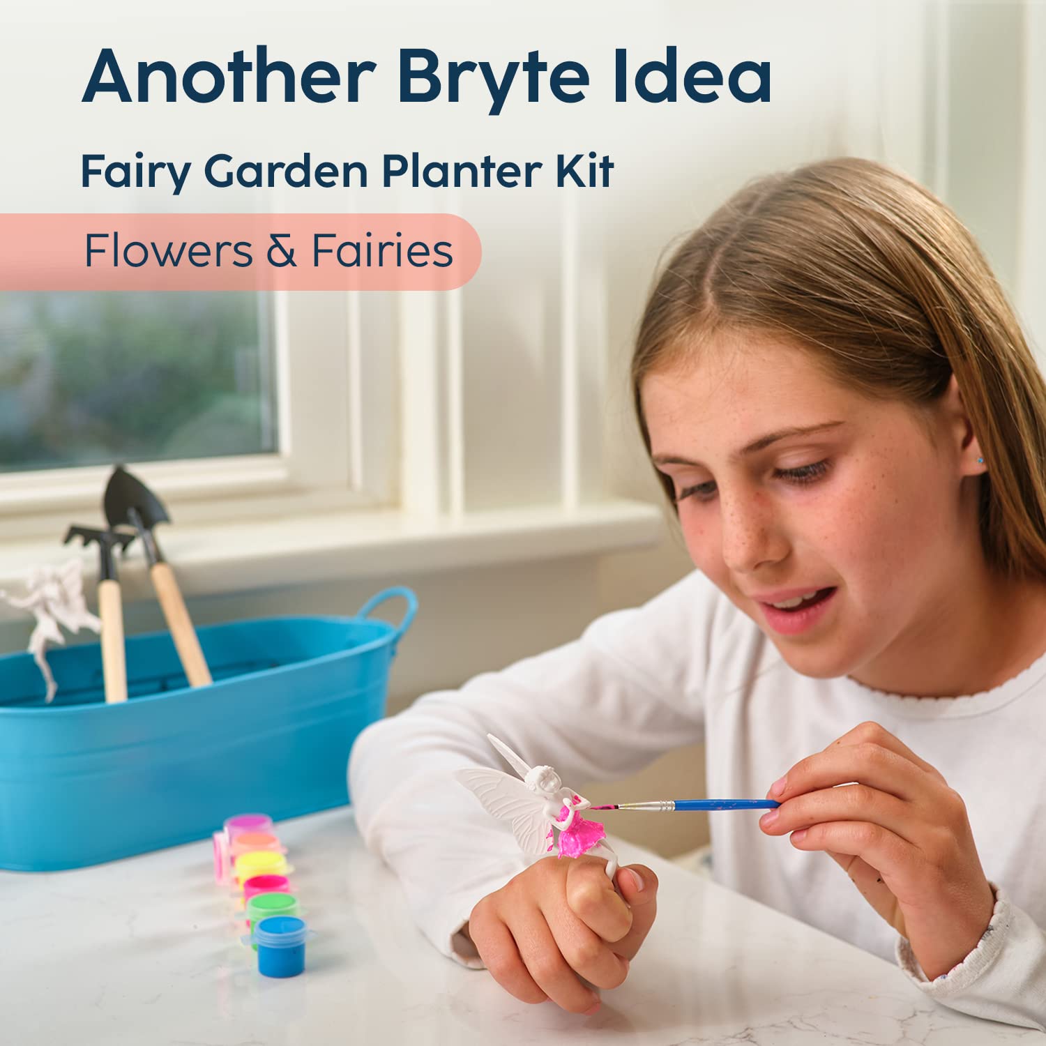 Bryte Fairy Garden & Flower Growing Kit | Grow Your Own Magical Fairy Garden & Play | Everything Included - Tin Planter, Figurines, Seeds, Soil, Tools & More | STEM Projects, Crafts & Gifts | Ages 4+