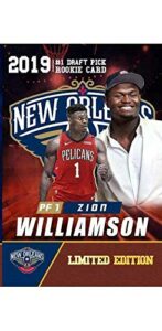 zion williamson new! 2019 rookie gems #1 draft pick nba pelicans in a plastic top loader