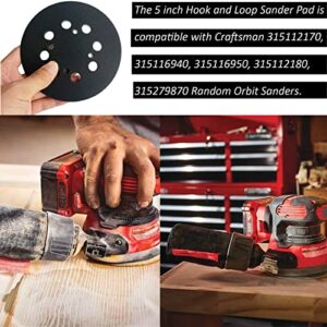 5" Universal Replacement Sander Pad for Ryobi RS290, RS240, RS280, Milwaukee 6021-21, 6034-21, Craftsman 315112170, 315116940 ROS Sander - 5 Inch 8 Hole Hook and Loop Sanding Pad