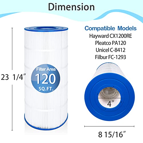 Future Way C1200 Filter Cartridge for Hayward C1200 Pool Filter, Replace Pleatco PA120, Hayward CX1200RE, Unicel C-8412, 120 sq.ft