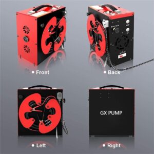 GX PUMP CS3 PCP Air Compressor, Auto-Stop,Oil-Free, Built-in Water-Oil Separator Filter, Powered by Car 12V DC or Home 110V AC w/Converter,4500Psi/30Mpa,Paintball Air Compressor Pump