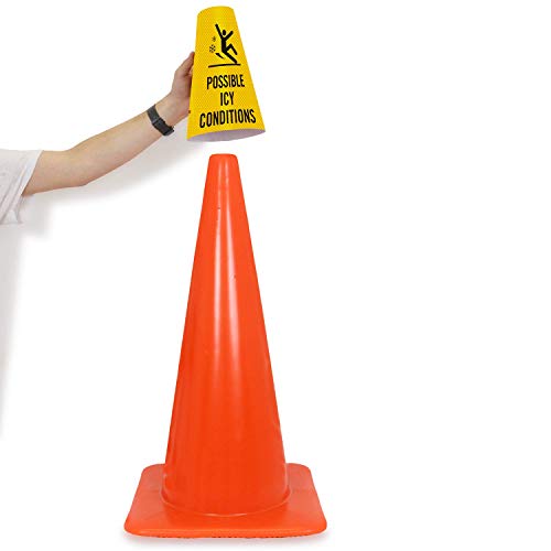 SmartSign “Possible Icy Conditions” Bright Reflective Cone Message Sleeve, [Cone Not Included]