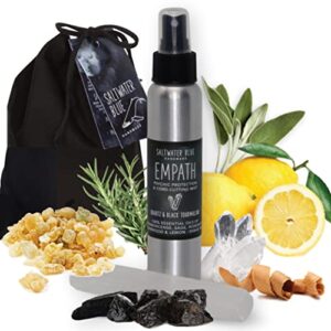 empath shielding smudge kit • spiritual gifts for women • reiki supplies • witchy gifts • spirtual things • protection from evil • 4 oz • selenite wand incl. • sage spray for cleansing negative energy