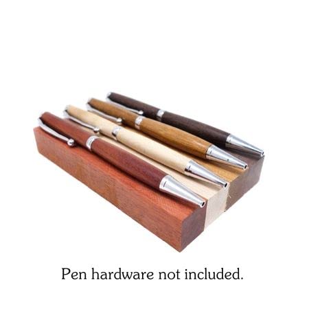 Exotic Wood Pen Blanks 24-Pack: Bloodwood, Mexican Ebony, Jatoba, Hard Maple, 6 of Each Wood Type, 5 x 3/4 x 3/4 inches