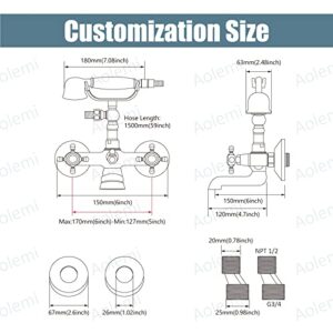 Aolemi Wall Mount Bathtub Faucet with Handheld Shower Polish Chrome Double Cross Handle Mixer Tap with Telephone Shaped Hand Sprayer Vintage Tub Filler