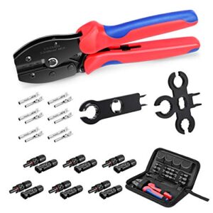 Kohree Solar Crimping Tool Cable Connector, with 6pcs Male Female Solar Connector + 2 Pcs Spanners Wrench + 1 Pcs Wire Crimper + 1 Pcs Tool Kit for 2.5/4/6mm² Solar PV Wire