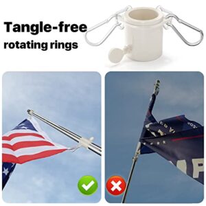 Silver Flag Pole for Outside House, 5.1 FT Flagpole Kit with Wall Mount Holder Bracket, 2 Ring Clips, Stainless Steel Metal Flag Poles for 3x5 American Flags Outdoor, Garden, Yard, Porch, Handheld