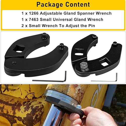 Camoo 1266 Adjustable Gland Nut Wrench & 7463 Universal Hydraulic Cylinder Spanner Wrench For Most Farm and Construction Equipment (set of 2)