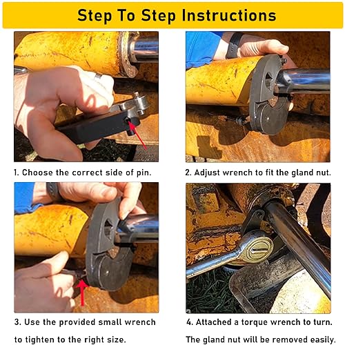 Camoo 1266 Adjustable Gland Nut Wrench & 7463 Universal Hydraulic Cylinder Spanner Wrench For Most Farm and Construction Equipment (set of 2)