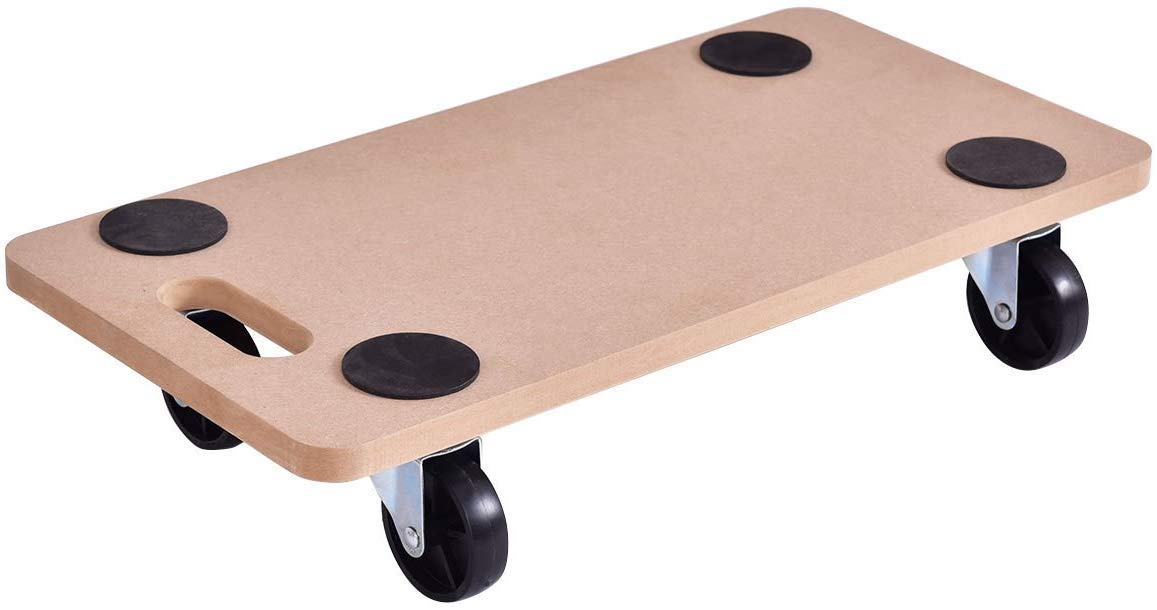 Casart Wooden Board Dolly, Moving Carrier with 4 Wheels