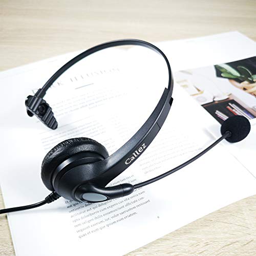 USB Headset with Microphone Noise Cancelling & Audio Controls, Wideband Computer Headphones for Business UC Skype Lync Softphone Call Center Office, Clearer Voice, Super Light, Ultra Comfort