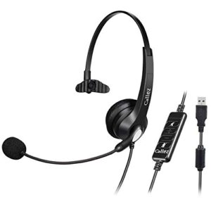 usb headset with microphone noise cancelling & audio controls, wideband computer headphones for business uc skype lync softphone call center office, clearer voice, super light, ultra comfort