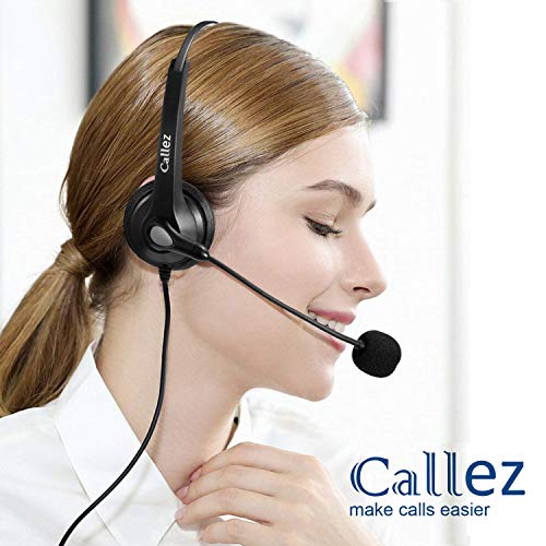 USB Headset with Microphone Noise Cancelling & Audio Controls, Wideband Computer Headphones for Business UC Skype Lync Softphone Call Center Office, Clearer Voice, Super Light, Ultra Comfort