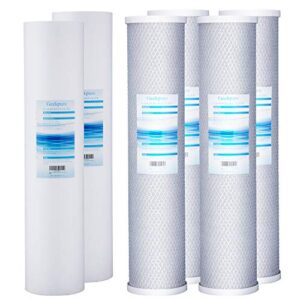 geekpure 20-inch whole house replacement water filter cartridges pp sediment and block carbon filters-4.5 inch x 20 inch -5 micron (pack of 6)