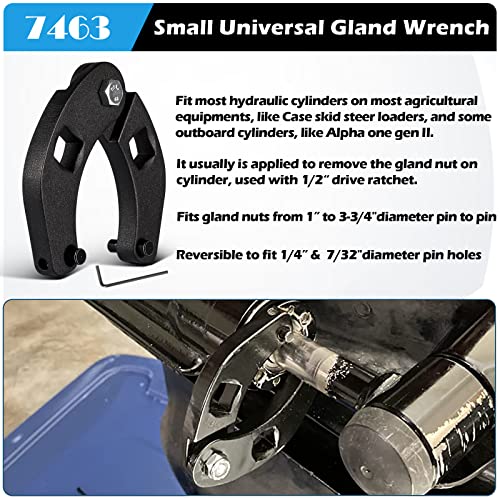 Sunluway 1266 Adjustable Gland Nut wrench & 7463 Small Adjustable Gland Nut Wrench Universal for Hydraulic Cylinders on Most Farm & Construction Equipment, Remove Gland Nuts Easily