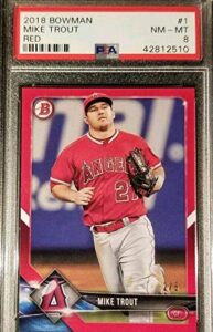 mike trout 2018 bowman red 2/5 graded psa nm-mt 8 - baseball slabbed rookie cards