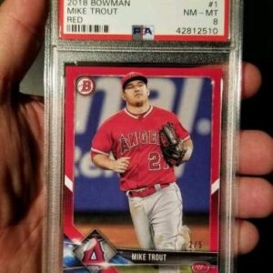 Mike Trout 2018 Bowman Red 2/5 Graded PSA NM-MT 8 - Baseball Slabbed Rookie Cards