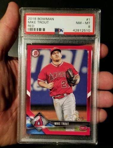 Mike Trout 2018 Bowman Red 2/5 Graded PSA NM-MT 8 - Baseball Slabbed Rookie Cards