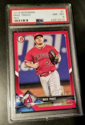 Mike Trout 2018 Bowman Red 2/5 Graded PSA NM-MT 8 - Baseball Slabbed Rookie Cards