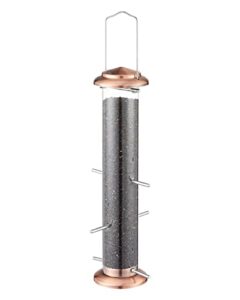 iborn metal bird feeder thistle bird feeder,finch feeders for thistle seed,tube feeder hanging hook 14 inch brushed copper