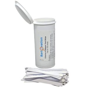 Restaurant Chlorine Sanitizer Plastic Test Strips, 0-300 ppm [Moisture Wicking Vial of 100 Strips]