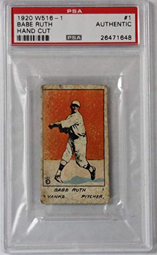 Pre-war Card 1920 W516-1#1 Babe Ruth Hand Cut New York Yankees Psa Authentic - Baseball Slabbed Vintage Cards