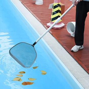 WWD POOL Pool Skimmer Net, Heavy Duty 16" Surface Leaf Rake for Cleaning, Commercial Grade Strong Reinforced - Pool Ponds Spa - Silver