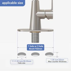 Phiestina Single Hole Brushed Nickel Bathroom Sink Faucet/Bar Sink/Pre-Kitchen Sink Faucet with 4 Inch Deck Plate,Drain and Supply Hoses, WE10-BN