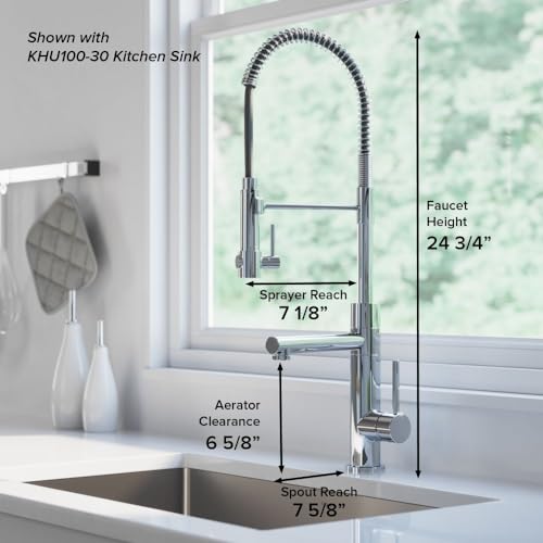 Kraus KPF-1603BGMB Artec Pro 2-Function Commercial Style Pre-Rinse Kitchen Faucet with Pull-Down Spring Spout and Pot Filler, Brushed Gold/Matte Black