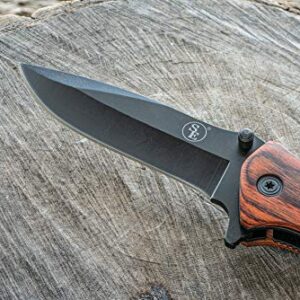 SE Spring Assisted Drop Point Folding Knife with Bear Design - KFD20018-4