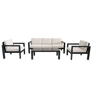 quality outdoor living monterey 4-piece outdoor deep seating conversation set, black