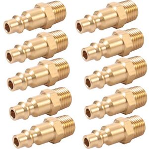 brass 1/4-inch npt male industrial air hose quick connect adapter,air coupler and plug kit,air compressor fittings 10pcs (male npt)