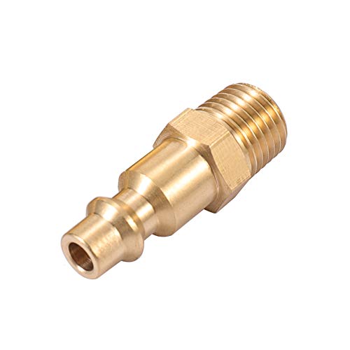 Brass 1/4-Inch NPT Male Industrial Air Hose Quick Connect Adapter,Air Coupler and Plug Kit,Air Compressor Fittings 10pcs (Male NPT)