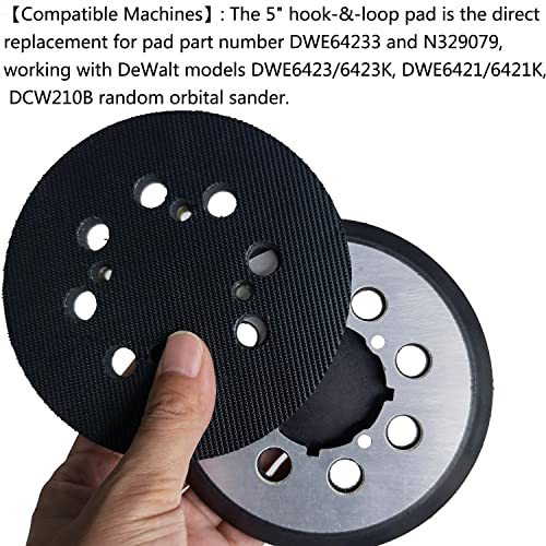 5 Inch 8 Hole Aluminum Alloy Hook and Loop Replacement Sander Pads for Dewalt DWE6421-B2 DWE6421-B3 DWE6423, 6423K DWE6421, 6421K, DCW210B Random Orbit Sander - 5" Sanding Backing Pad