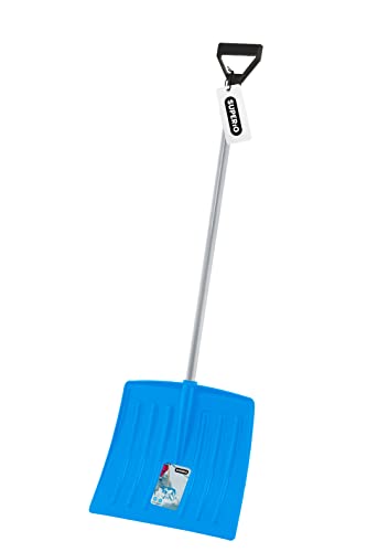 Superio Kids Snow Shovel for Driveway, Plastic Heavy Duty Shovel for Snow Removal with D Grip Wooden Handle Small Kids Shovel Sturdy, 35“ Height, Durable Plastic 12" Wide Blade, Snow Fun (3) (1, Blue)