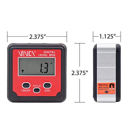 VINCA DLBA-01 Digital Level Box Protractor Angle Finder Gauge Inclinometer with ABS Hold Function Backlight and Magnetic Base