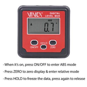 VINCA DLBA-01 Digital Level Box Protractor Angle Finder Gauge Inclinometer with ABS Hold Function Backlight and Magnetic Base