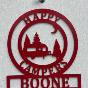 PK Décor Custom Happy Camper Decor, Personalized Camper Sign Gift for Campers, Campsite Garden Flag for Travel Trailer, RV, Motorhome, Pop Up, Welcome to Our Campsite Sign